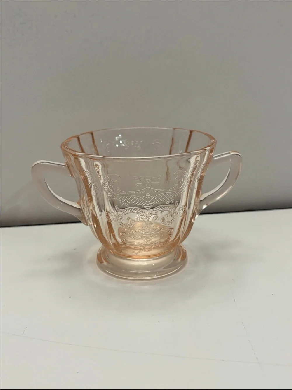 Pink depression glass Madrid pattern sugar cup